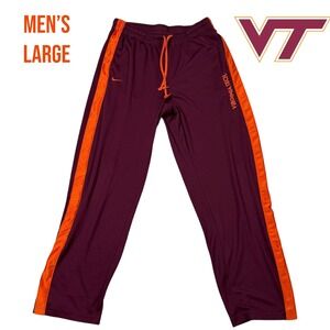 Virginia Tech Hokies Nike Dri-FIT Pants Men's Large Maroon Orange Team Fit‎ Dry